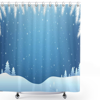 Personality  Winter Landscape With Fir Tree And Snow Shower Curtains