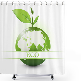 Personality  Apple Earth With Eco Sign Shower Curtains