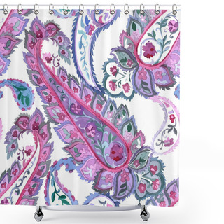 Personality  Watercolor Paisley Seamless Background. Shower Curtains