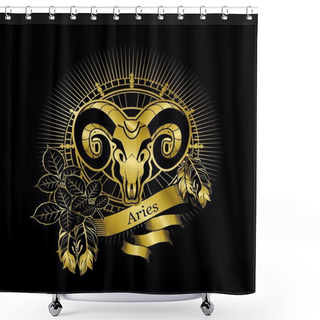 Personality  Aries Zodiac Sign Shower Curtains