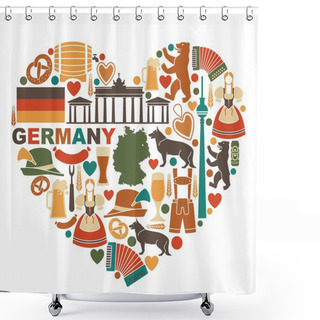 Personality  Icons Of Germany In Heart Shape Shower Curtains