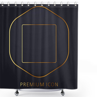 Personality  Black Square Shape Golden Line Premium Logo Or Icon Shower Curtains