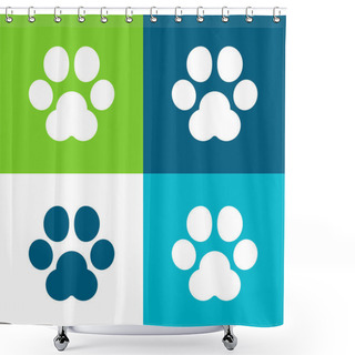 Personality  Animal Track Flat Four Color Minimal Icon Set Shower Curtains
