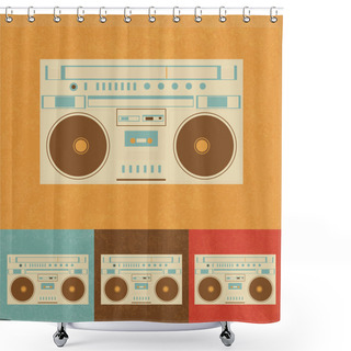 Personality  Retro Icons - Boombox Shower Curtains