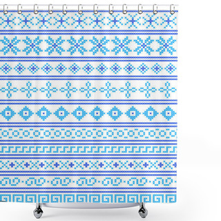 Personality  Cross-stitch. Crafts And Hobbies. Blue Seamless Borders And Fram Shower Curtains