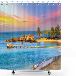 Personality  Sunrise Tropical Landscape Sea Shower Curtains