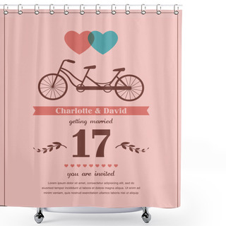 Personality  Valentine's Card With Tandem Bicycle Shower Curtains