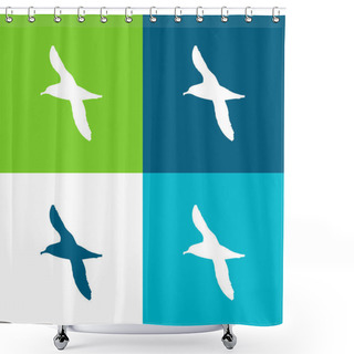 Personality  Albatross Bird Shape Flat Four Color Minimal Icon Set Shower Curtains