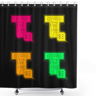 Personality  Border For Frame Pictures Flat Four Color Minimal Icon Set Shower Curtains