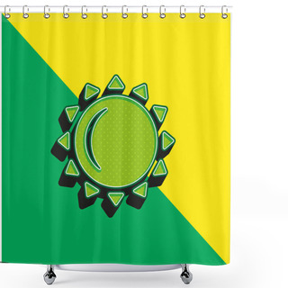 Personality  Big Sun Green And Yellow Modern 3d Vector Icon Logo Shower Curtains