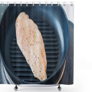 Personality  Close Up Of Raw Chicken Fillet On Grill Pan Shower Curtains