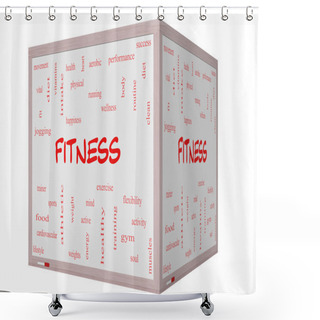 Personality  Fitness Word Cloud Concept On A 3D Cube Whiteboard Shower Curtains