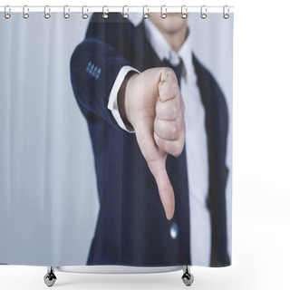 Personality  Man Hand Bad Sign On Grey Background Shower Curtains