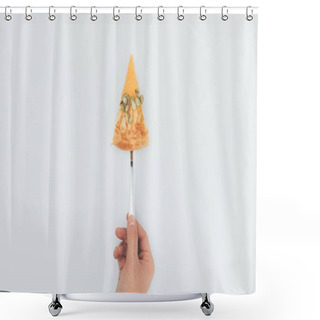 Personality  Woman With Slice Of Pumkin Pie Shower Curtains