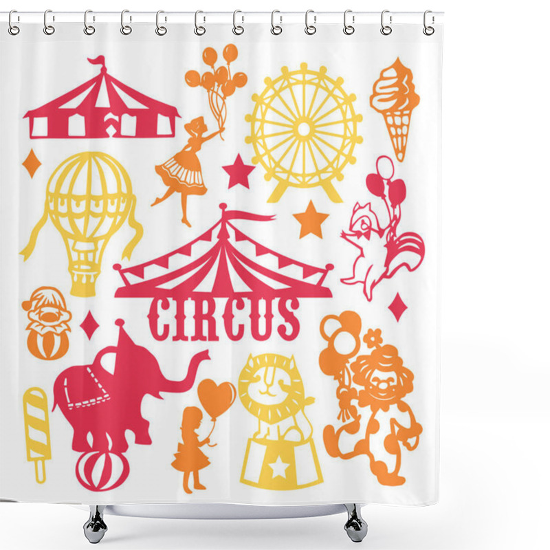 Personality  Paper Cut Silhouette Vintage Circus Set Shower Curtains