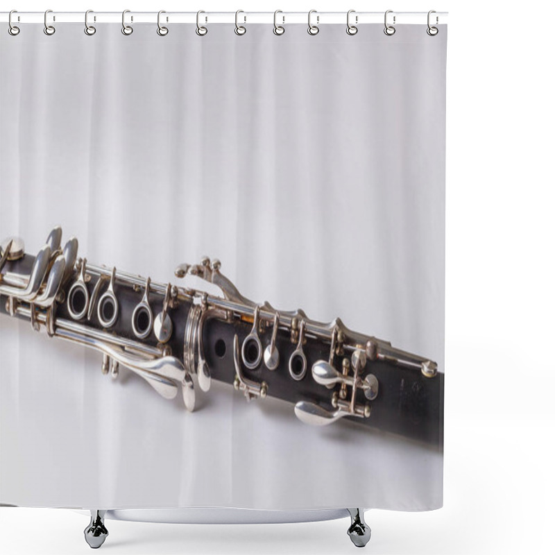 Personality  Clarinet On White Background French Model Clarinet (Boehm Standard Keys) Shower Curtains