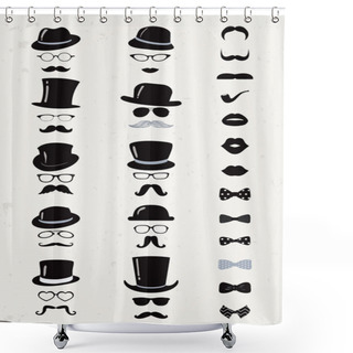 Personality  Hipster Retro Vintage Icon Set Shower Curtains