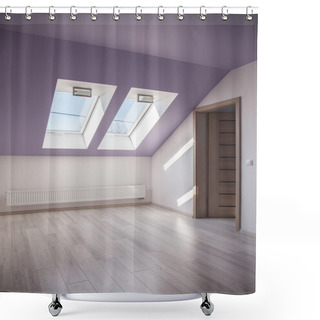 Personality  Spacious Attic With Floor Panels Shower Curtains