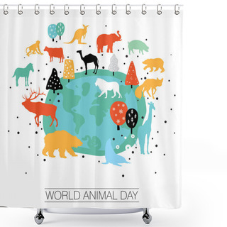 Personality  An Abstract Vector Illustration Of World Animal Day On A White Isolated Background Shower Curtains