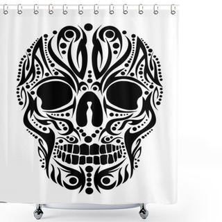 Personality  Tattoo Tribal Skull Vector Art Shower Curtains