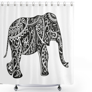 Personality  Ethnic Ornamented Elephant Shower Curtains