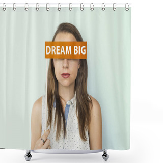 Personality  Woman Holding Paper Flag Shower Curtains