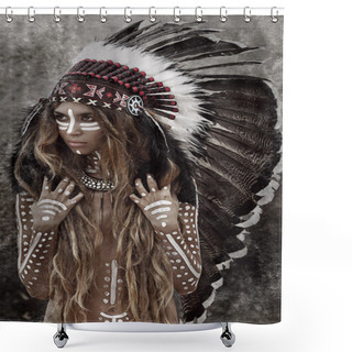 Personality  Indian Woman Hunter Shower Curtains