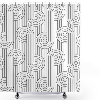 Personality  Flat Gray With Circles With Continues Lines Shower Curtains