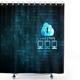 Personality  Networking Concept: Cloud Network On Digital Background Shower Curtains