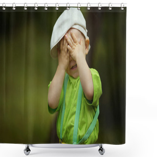 Personality  Little Boy Plays Hide And Seek Shower Curtains