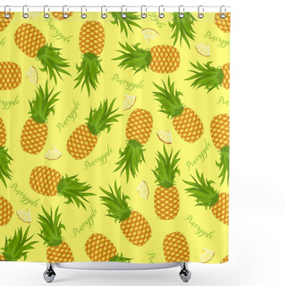 Personality  Seamless Background Of Whole Pineapples And Pineapple Slices. Pattern. Shower Curtains