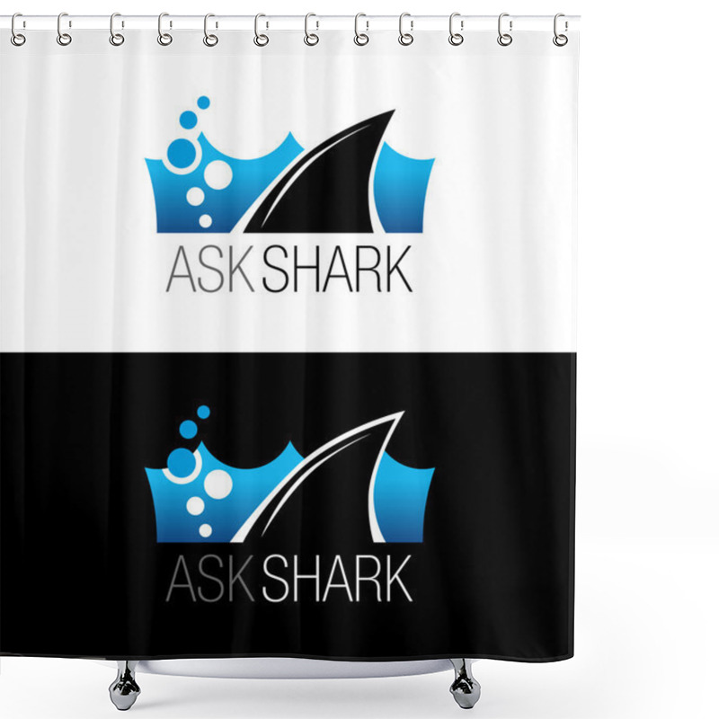 Personality  Shark business logo. Vector symbol, sign, illustration, template shower curtains