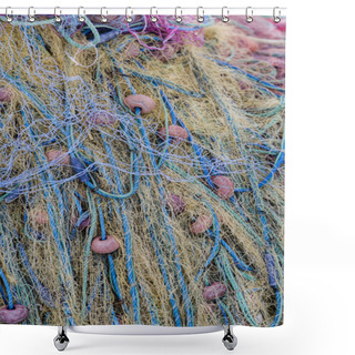 Personality  Fishing Net Background Shower Curtains