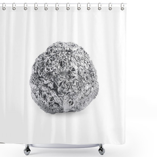 Personality  Crumpled Ball Of Aluminum Foil Isolated On White Shower Curtains