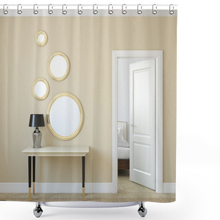 Personality  Modern Hallway With Open Door Shower Curtains