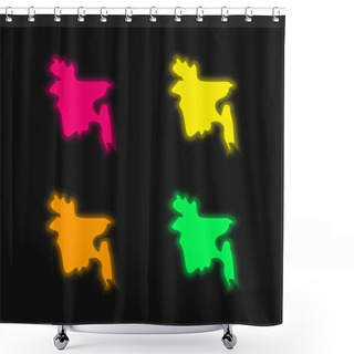 Personality  Bangladesh Four Color Glowing Neon Vector Icon Shower Curtains