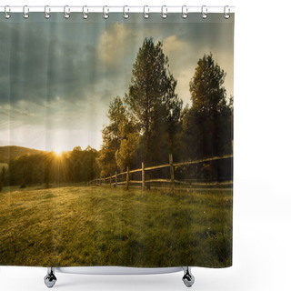 Personality  Beautiful Sunrise On The Farm Shower Curtains