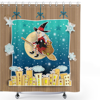 Personality  Befana Moon In The City Shower Curtains
