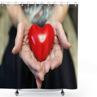 Personality  Elder Woman Holding Heart Shower Curtains