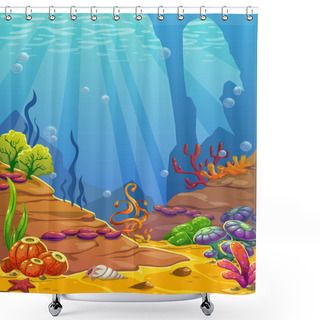 Personality  Cartoon Underwater Background. Shower Curtains