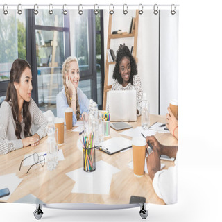 Personality  Multicultural Businesspeople During Seminar Shower Curtains