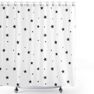 Personality  Star Seamless Pattern. Night, Space Or Christmas Theme. Flat Vector Background In Black And White. Shower Curtains