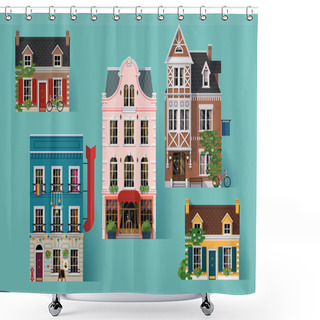 Personality  Lovely Detailed Old Small Town Shower Curtains
