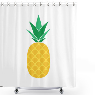 Personality  Pineapple Fruit. Flat Icon Or Logo. Vector Illustration. Shower Curtains
