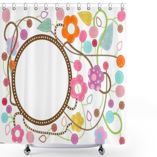Personality  Flowery Frame With Space For Text Shower Curtains