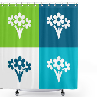 Personality  Bouquet Flat Four Color Minimal Icon Set Shower Curtains