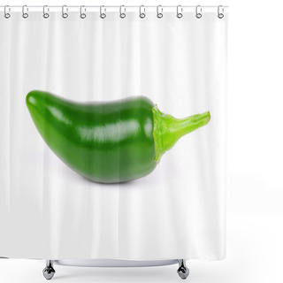 Personality  Green Jalapeno Pepper Isolated On White Shower Curtains