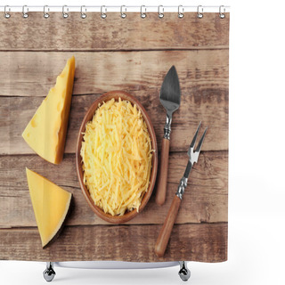 Personality  Bowl With Grated Cheese Shower Curtains