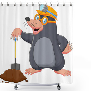 Personality  Cartoon Mole Holding Shovel Shower Curtains