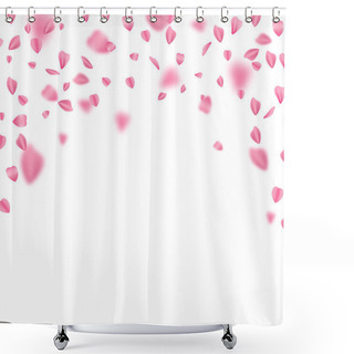 Personality  Falling Sakura Leaves On White Background, Vector Design Shower Curtains